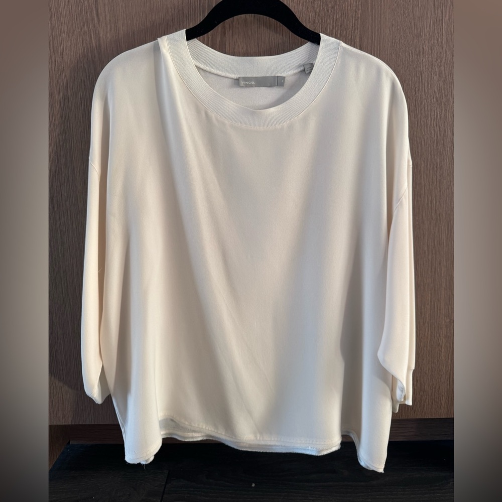 VINCE Silk ¾ Sleeve Top XS